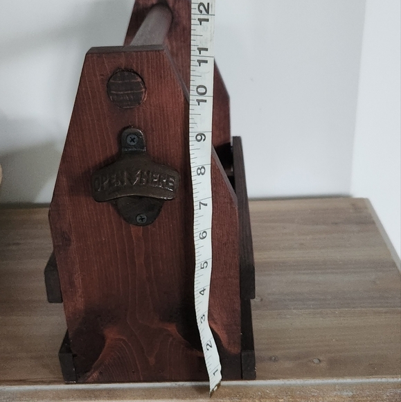 🍻🏡 Rustic Wooden Bottle Caddy – Vintage Farmhouse Beer Crate Built-In Opener - Picture 13 of 15